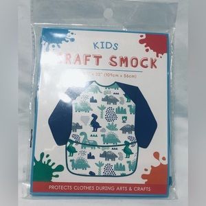 Kids Craft smock Dinosaurs graphics adjustable tie band blue.43” X 22”